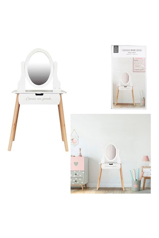Toucador Louise Imitação de madeira e branco