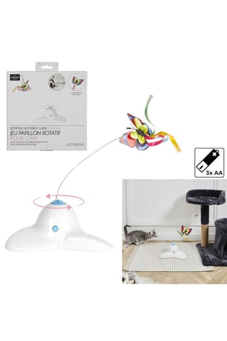 Jogo rotativo borboleta para gato Branco