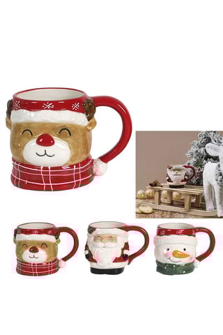 Caneca de Natal em relevo de cerâmica - 35 cl - Modelo aleatório