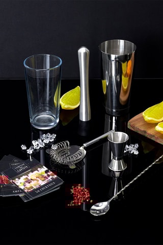 Set para cocktails em aço inoxidável 5 peças e 50 receitas