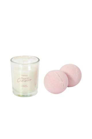 Vela perfumada e 2 bolas de banho