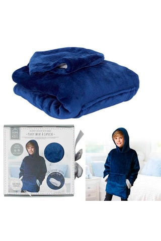 Manta sweat com capuz criança Azul-marinho - 66 x 53 cm