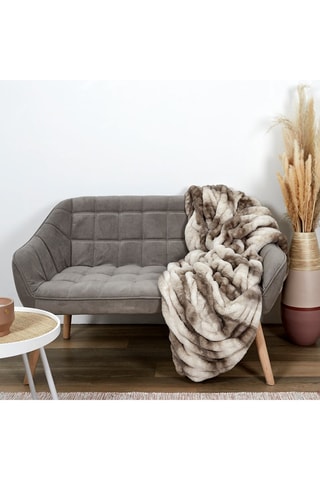 Manta Luxury Bege e castanho - 140 x 200 x 2 cm