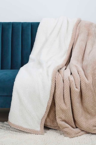 Manta poncho Bege e branco - 180 x 220 cm