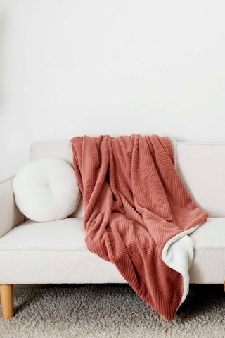 Manta em pelo e sherpa Rosa-envelhecido e branco - 140 x 200 cm