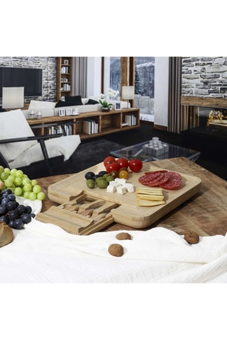 Conjunto de aperitivo em bambu e aço inoxidável - 4 peças 