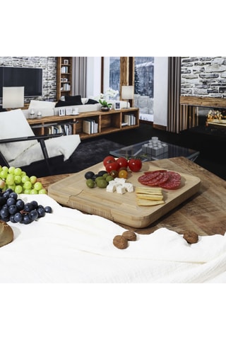 Conjunto de aperitivo em bambu e aço inoxidável - 4 peças 