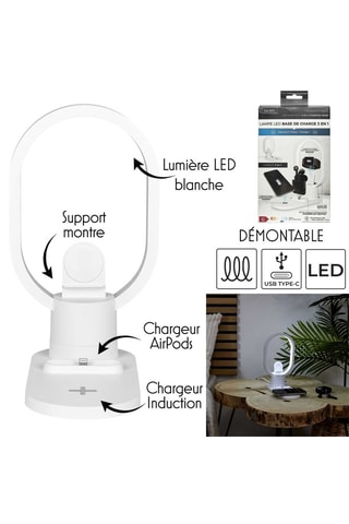 Lâmpada base de carregamento 3 em 1 de pousar LED - Branco