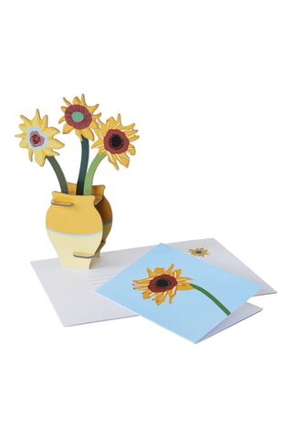 Cartão Pop Out Van Gogh Flowers - Amarelo e verde