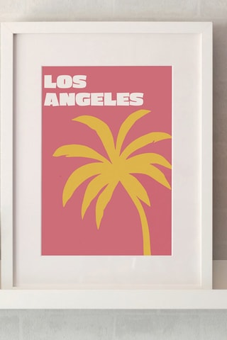 Póster  Terra e Costa - 30 x 40 cm - Fúcsia e amarelo