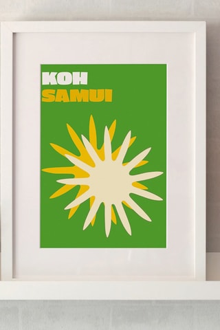 Póster Terra e Costa - 30 x 40 cm - Verde-claro e branco