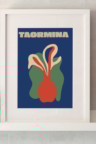 Póster Terra e Costa - 30 x 40 cm - Azul-marinho e caqui