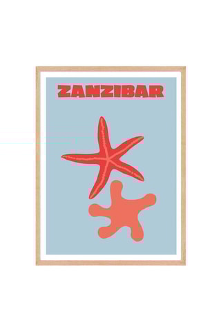 Póster  Terra e Costa 1 - 30 x 40 cm - Azul-celeste e vermelho