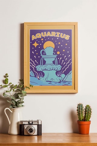 Póster  Zodiac - 30 x 40 cm - Amarelo e violeta