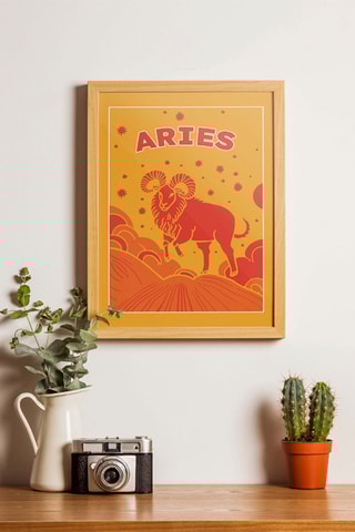 Póster  Zodiac - 30 x 40 cm - Amarelo e laranja