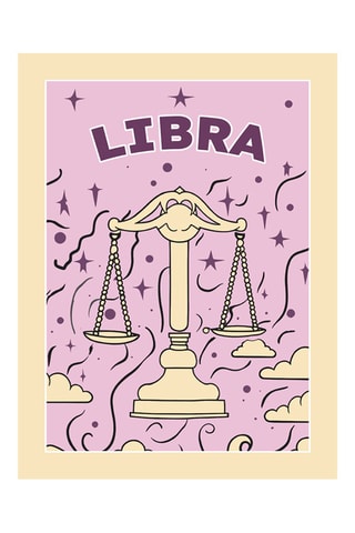 Póster  Zodiac - 30 x 40 cm - Amarelo e rosa