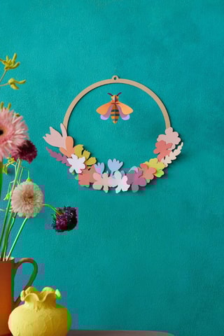 Decoração de parede Meadow Wreath - Laranja e bege