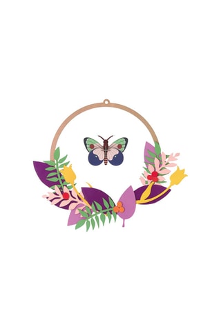 Decoração de parede Blossom Wreath - Violeta e verde