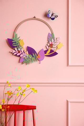 Decoração de parede Blossom Wreath - Violeta e verde