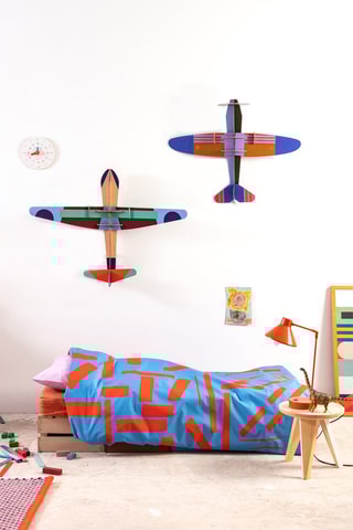 Decoração de parede Deluxe Proppeller plane - Azul e castanho