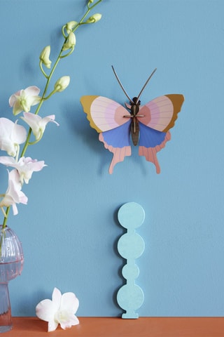 Decoração de parede Gold rim butterfly - Bege e azul