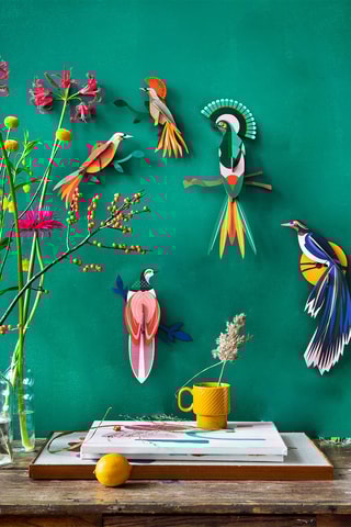 Decoração de parede Flores - Azul e amarelo