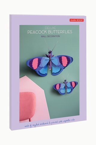 Decoração de parede Deluxe Peacock Butterflies - Azul e rosa