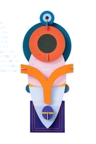 Decoração de parede Deluxe Lamu Mask - Laranja e azul