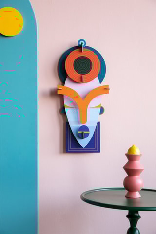 Decoração de parede Deluxe Lamu Mask - Laranja e azul