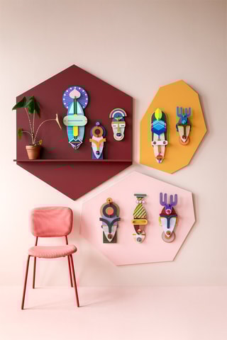 Decoração de parede Deluxe Lamu Mask - Laranja e azul