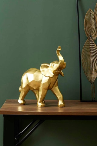 Escultura elefante origami Dourado - 30 cm