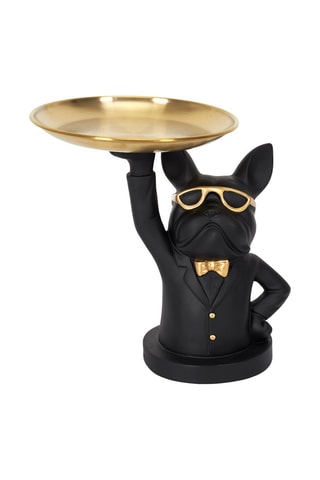 Escultura Bulldog Preto e dourado - 21 cm