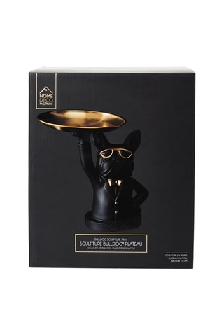 Escultura Bulldog Preto e dourado - 21 cm