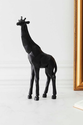 Escultura girafa origami Preto - 40 cm