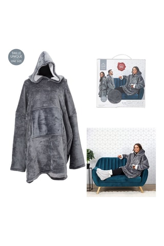 Sweat com capuz interior sherpa Cinzento e branco - 118 x 85 cm