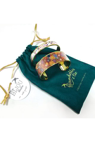 2 pulseiras rígidas Fleurs Des Champs - Vermelho e branco