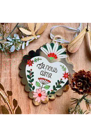 Decoração de Natal para pendurar Ho Ho Ho (Je nous aime) - 7,5 x 10 cm