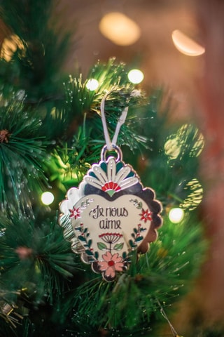 Decoração de Natal para pendurar Ho Ho Ho (Je nous aime) - 7,5 x 10 cm