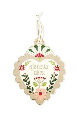 Decoração de Natal para pendurar Ho Ho Ho (Je nous aime) - 7,5 x 10 cm