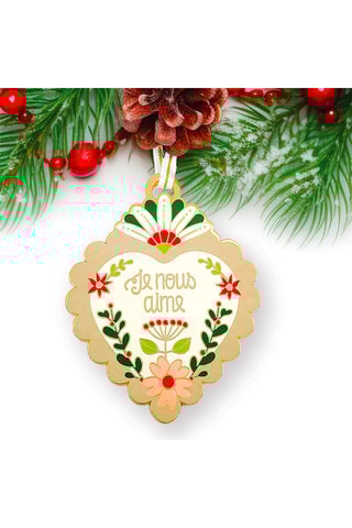 Decoração de Natal para pendurar Ho Ho Ho (Je nous aime) - 7,5 x 10 cm