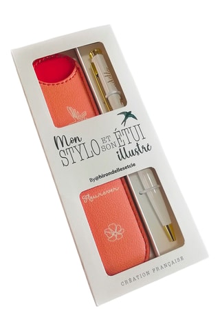 Caneta e estojo Fleurever - Laranja