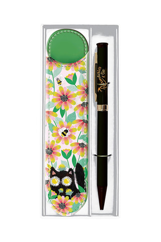 Esferográfica e estojo Retro Love - Verde-claro