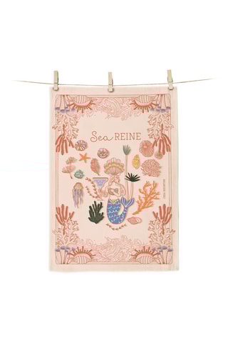 Pano em algodão biológico Sea Reine - Bege e vermelho-tijolo