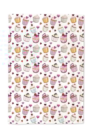 Pano em algodão biológico Cupcakes - Rosa