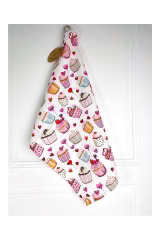 Pano em algodão biológico Cupcakes - Rosa