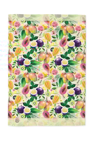 Pano em algodão biológico Flamingo Tropico - Verde