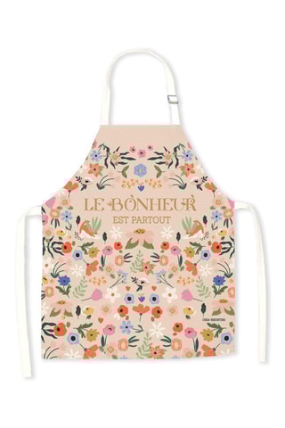 Avental em algodão biológico Le bonheur est partout - Rosa-maquilhagem e azul