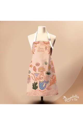 Avental em algodão biológico Sea Reine - Bege e laranja