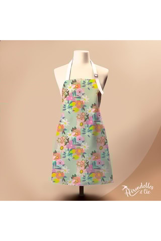 Avental em algodão biológico Dolce Vita - Verde e laranja