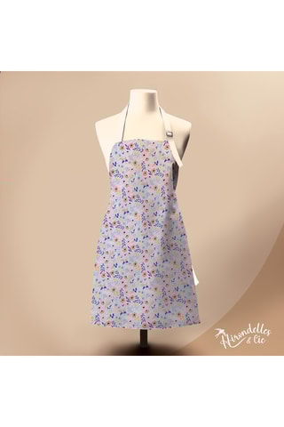 Avental em algodão biológico Liberty Romance - Violeta e azul